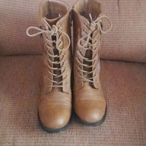 Brown lace up boots
